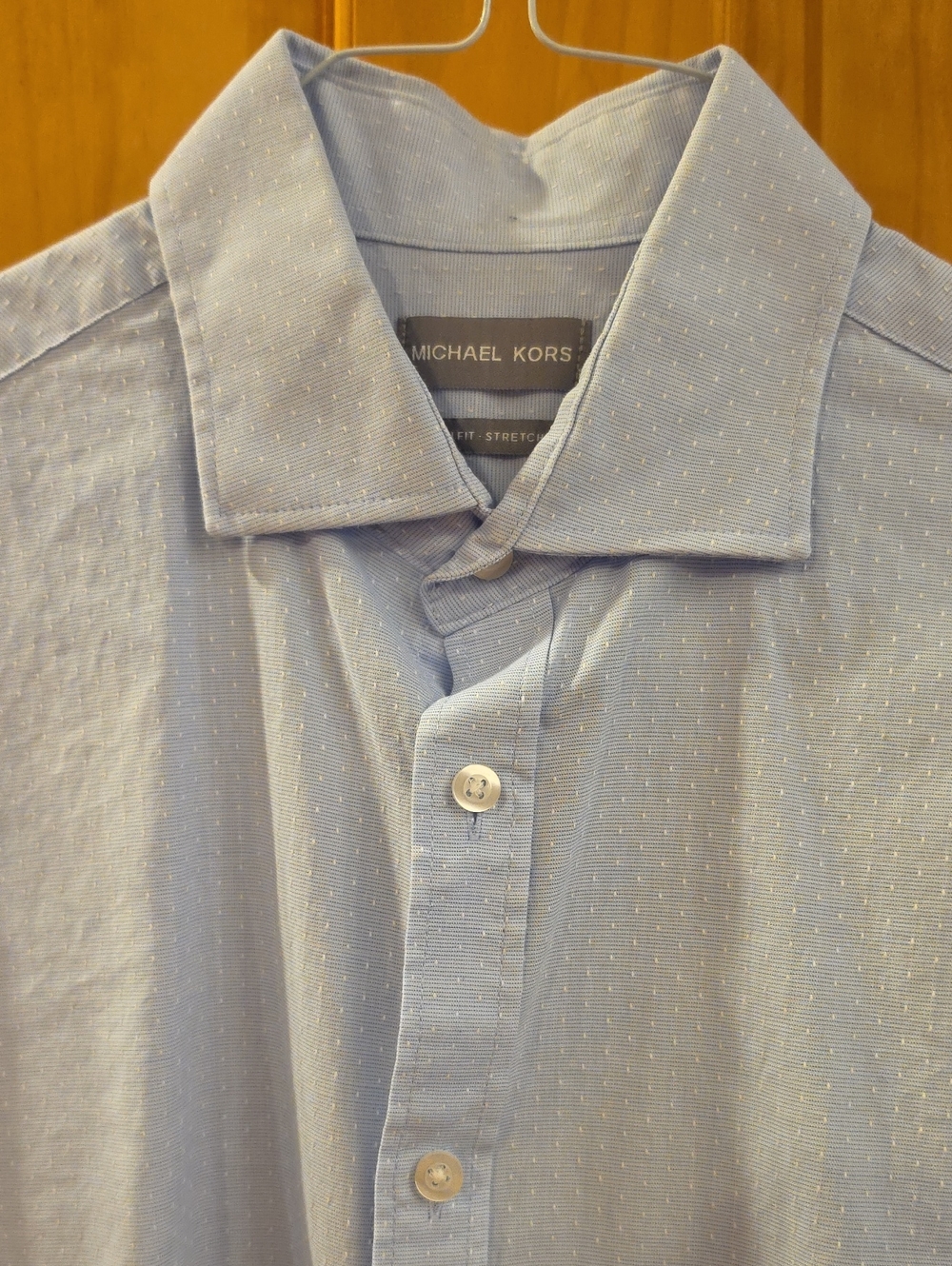 Michael Kors Light Blue Men's Dress Shirt with Subtle Dot Texture